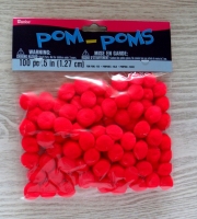 Pompons rood 1,25 cm 100st